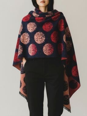 Gradient Moons Soft Scarf in Red Blush and Navy